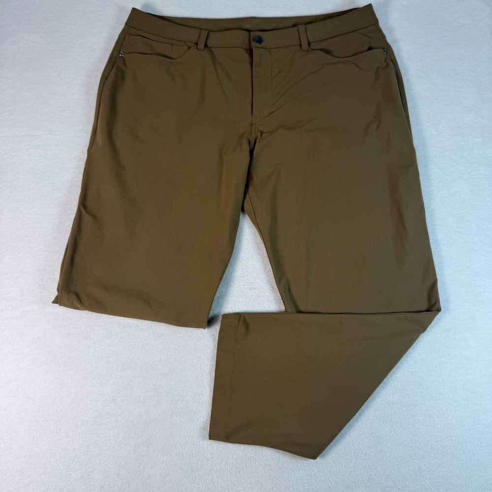 Lululemon ABC Pant Classic-Fit Mens 38 Brown Warpstreme Golfcore Tech Commuter